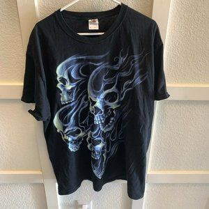 Mens Black Skull Cross Bones Skeleton Short Sleeve